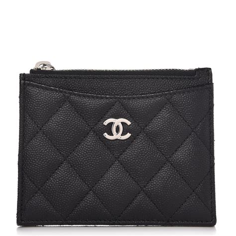 chanel card holder black|Chanel card holder zipped.